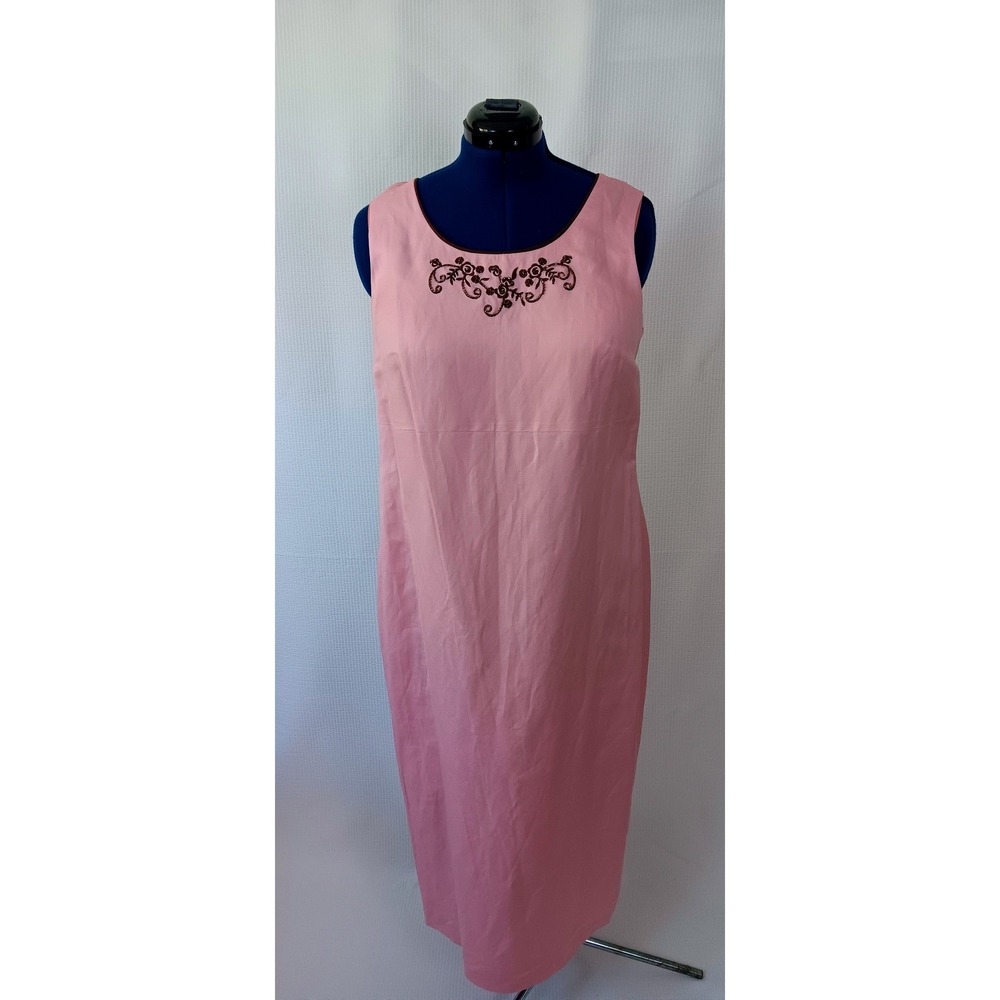 Jessica Howard Pink Linen Blend 2 Piece Jacket Maxi Dress Set Womens 14P NWT - Picture 2 of 9